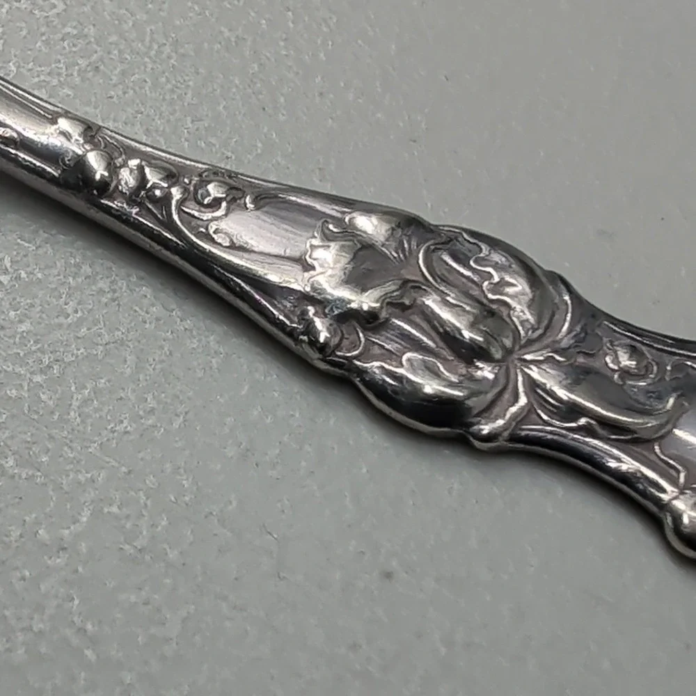 1835 R Wallace Floral Pattern Silver Plate Teaspoon Sectional Triple Monogram